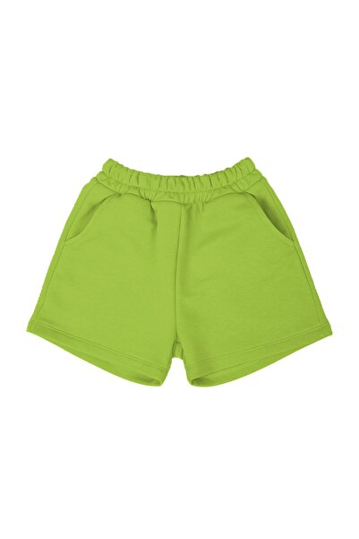 Vatkalimon شورت أخضر للأطفال - خصر مطاطي، جيب جانبي، 2 خيط