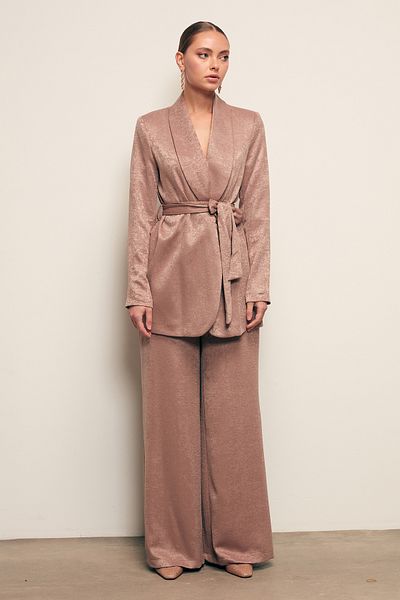 Sateen Mink Wide Leg Trousers