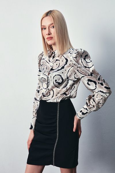Sateen Cămașă cu mâneci balon - STONE