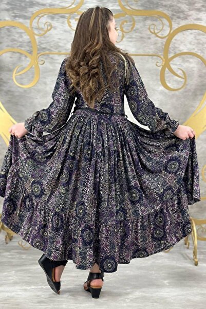 Riccotarz Μωβ φόρεμα για κορίτσια με βολάν με μανσέτα στον αστράγαλο με μοκέτα