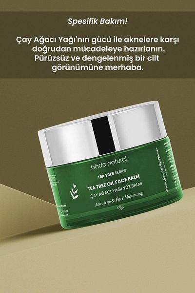 Bade Natural 50 ml Tea Tree Face Balm - Anti-Acne and Pore Firming Purifying