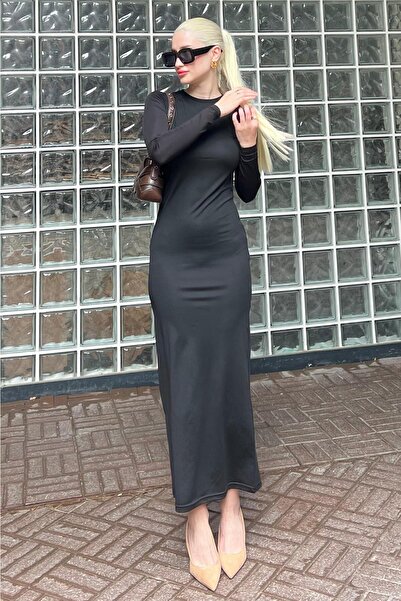 Madmext Siyah Basic Yarım Balıkçı Uzun Kollu Elbise MG1947