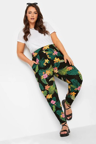 Stil Diva Large Size Skinny Leg Patterned Pocket Carrot Cut Lycra Trousers143447