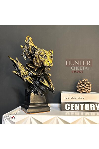 MÜKEMEL El Yapımı Leopar Heykeli – Rustik Ahşap Tabanlı Vahşi Yaşam Sanat Dek...