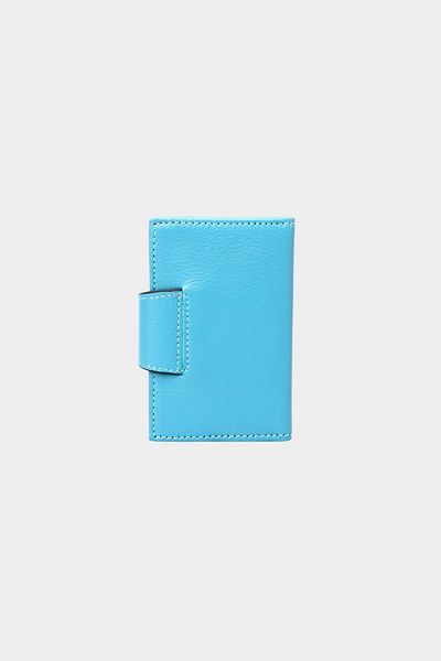 Grande 827 Model Turquoise Accordion Card Holder - Genuine Leather, Vertical Snap Wallet