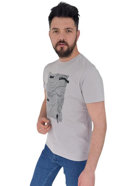 DYNAMO Ανδρικό μπλουζάκι με στάμπα με λαιμόκοψη 2383 Bgl-st02825