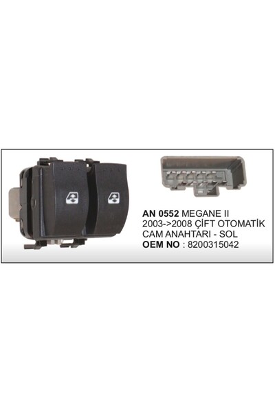 parcafix Cam düğmesi Sol Ikili Megane 2 2004- 10Pin Gri 504626976