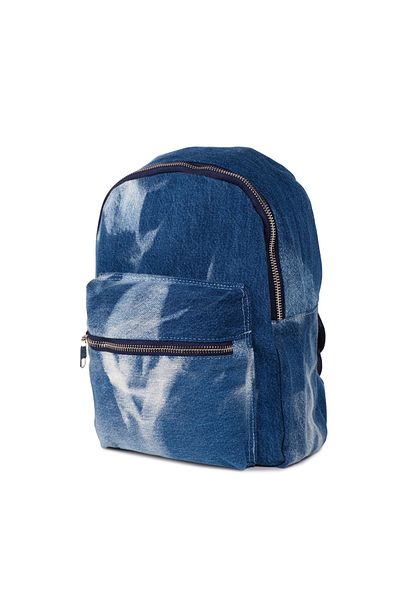 ICONE BAG Geantă pentru femei de culoare indigo, rucsac pentru femei din denim, denim, lavat, Tie Dye, cu fermoar