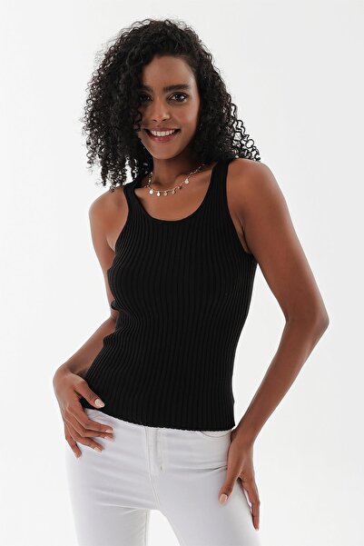 CHUBA Women's Pool Collar Ribbed Thin Cotton Knitwear Undershirt Black 23s1015