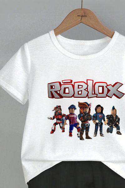 MYADA Roblox Printed Children's Set - Crew Neck, Elastic Shorts, Set of 2 11001