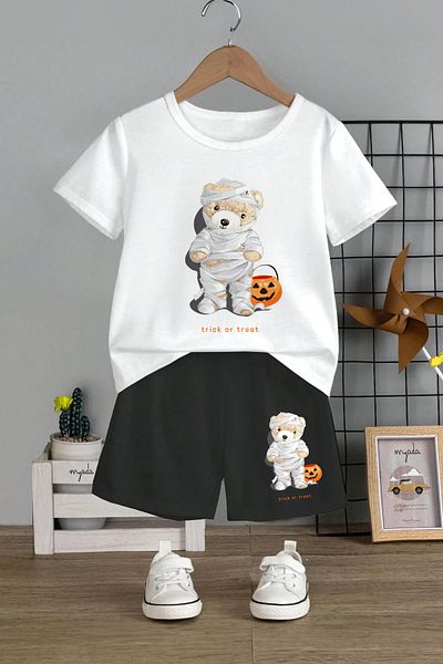 MYADA Crew Neck Elastic Kids Set - Trick or Treat Printed, Set of 2 12692