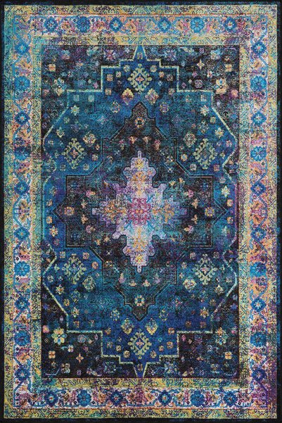 Rugs Modern Halı Σκούρο μπλε, με παραδοσιακά και μοντέρνα σχέδια, υφαντό με β...