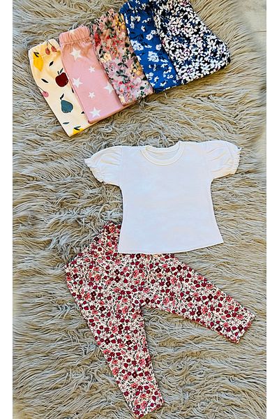 enes baby Set of 2 Patterned Tights White T-Shirt