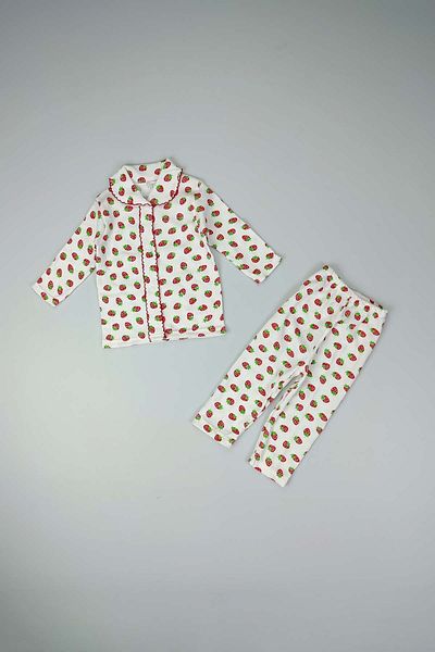 Peki Newborn Cotton Strawberry Patterned Baby Pajamas Top and Bottom Set - Add 5 Pay 4 Yilbasi 14794