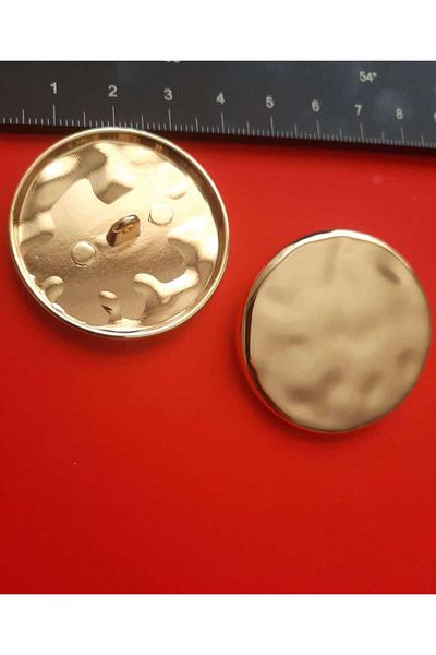 Beyna Gold Plated Special Design Metal Button - 4 cm, 1 Pack 2 Pieces