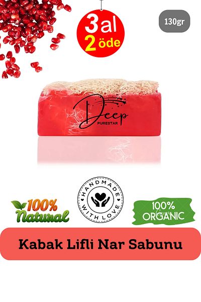 Deep Purestar Natural Pumpkin Fiber Pomegranate Soap 130 Gr