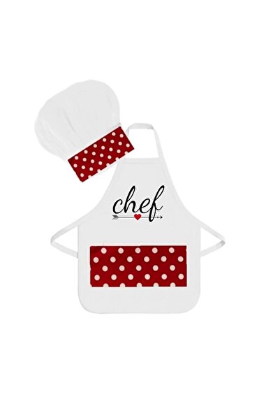 RAY TİCARET Set șorț 2 piese cu buline roșii șorț bucătar pentru copii șorț bucătărie șorț bucătar