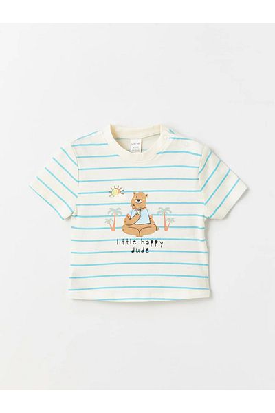LC Waikiki LCW baby Crew Neck Short Sleeve Striped Baby Boy T-Shirt and Shorts 2 Pieces Set