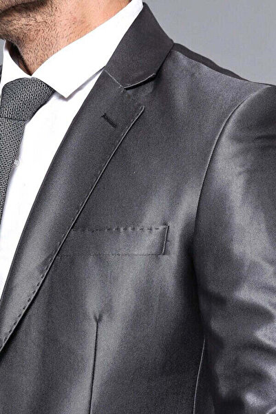 Wessi İki Düğme Parlak Füme Takım Elbise | Wessi