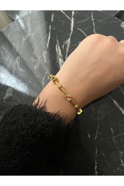 sahrastyle MİNELİ HASIR KORDONLU PASLANMAZ KELEPÇE