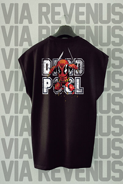 Vordevia Tricou sport negru cu mâneci zero cu imprimeu pe spate