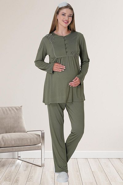 Mecit Pijama Σετ Πιτζάμες Μακρυμάνικης Μητρότητας - 75% Βαμβάκι 25% Βισκόζη