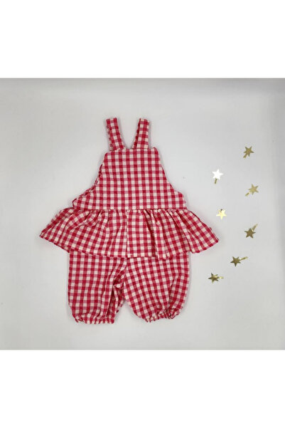 By Cwhr Strappy Baby Girl Summer Jumpsuit - 100% Cotton Crepe, Buttoned Front, Ruffle, Polka Dot Pattern