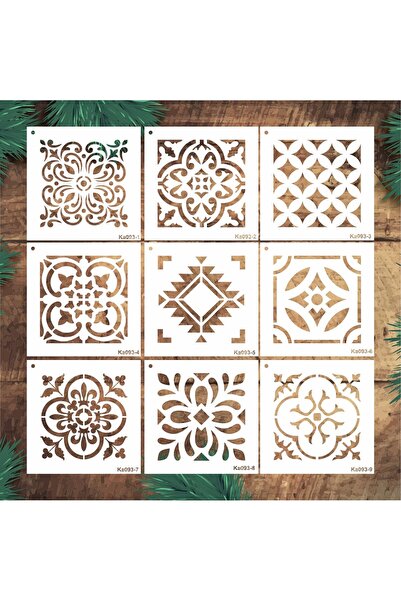 STENCİLTASARIM Stencil Tasarım, KA093, 15x15cm Fayans Boyama Deseni,Stencil, ...