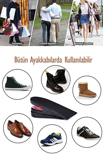 St Morritz Gizli Boy Uzatıcı Ayak Tabanlık 5 cm Boy Uzatma Tabanlığı Ayakkabı İçi 2 Kademeli Topuk Yükseltici