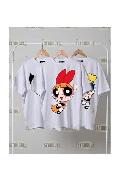 PENTHİLUS Powerpuff Girls 3 Pack - Front Printed Oversize T-Shirt