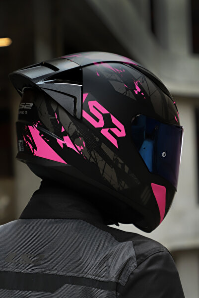 LS2 Rapıd 2 Race Palımnesıs Mat Siyah-Pembe Kask