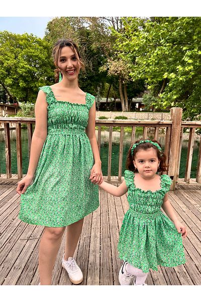Des Biens Tiril Floral Print Combination Dress for Mother and Daughter - Summer and Festive (It Should Be Added Separately to Basket)
