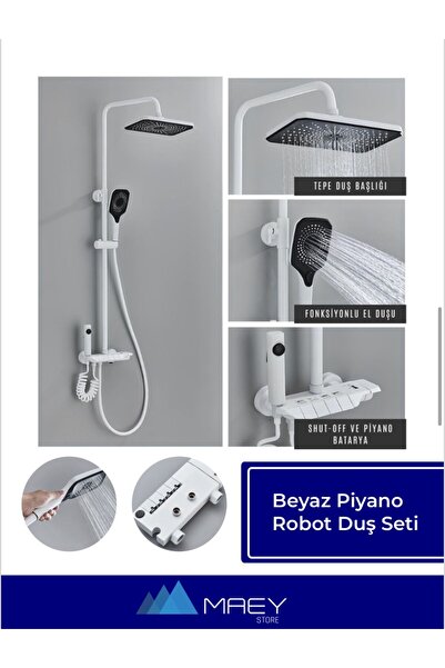 MAEY STORE BEYAZ PİYANO DUŞ SETİ  5 FONKSİYONLU TAZYİKLİ DUŞ BAŞLIĞI