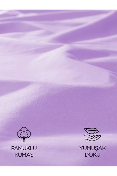 FAVORİST Lilac King Size Elastic Sheet Set - 180x200, 2 Pillowcases Included