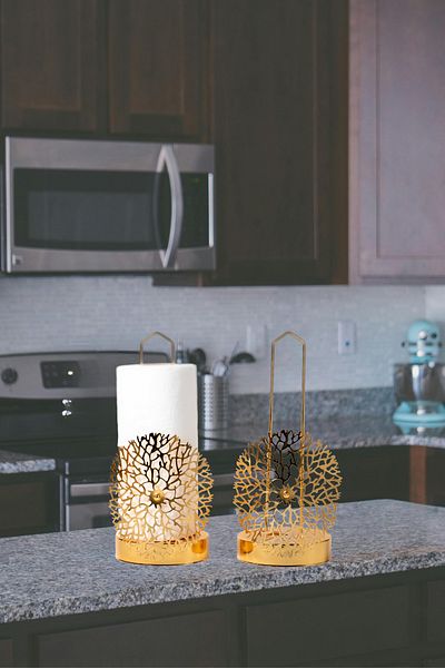 Leila Gold Colored Luxury Metal Paper Towel Holder - Home Decoration