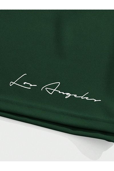 Hunors Sportswear & Company Ανδρικό σετ μπλουζάκι και σορτς Green Oversize Los Angeles Printed - Crew Neck