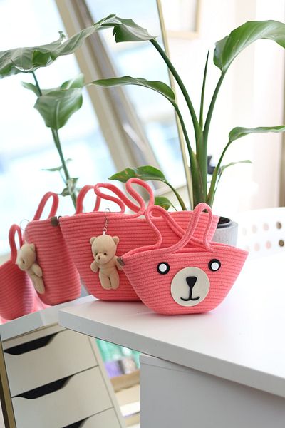 Moom Bag Pomegranate Flower Patterned - 2-Piece Mother and Daughter Handbag, Knitted Accessory Detail