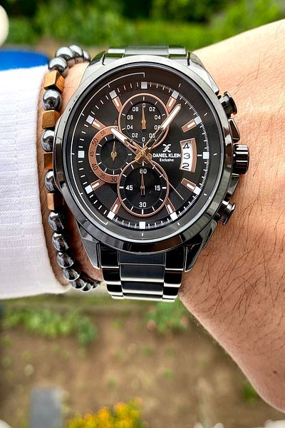 Daniel Klein Men's Wristwatch - New Season Stainless Steel Cord, 3ATM Waterproof+Bracelet