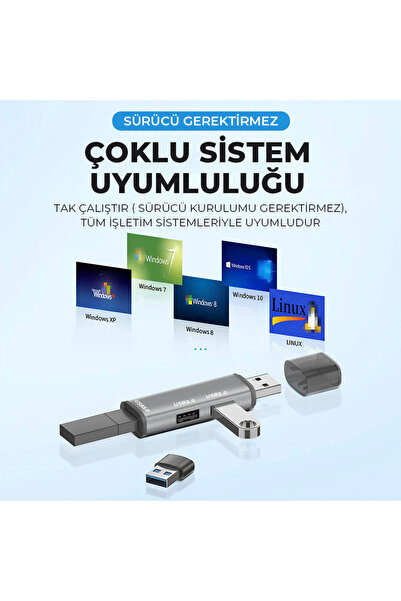 Qozie 3in1 USB 3.0 Alüminyum Yüksek Hızlı USB Çoklayıcı