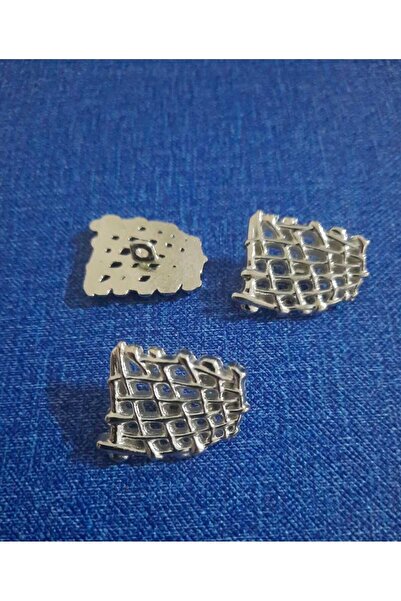 Beyna Silver Coated Straw Braid Model Metal Button - 2.5 cm, 1 Pack 4 Pieces