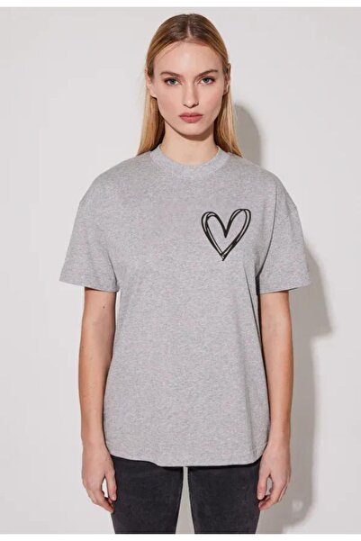 MATK MODASI srce Štampano Oversize kroj Pamuk majica, moderna modna majica