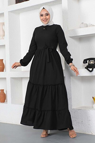 SGS Black Placket Dress - Lace-up Collar