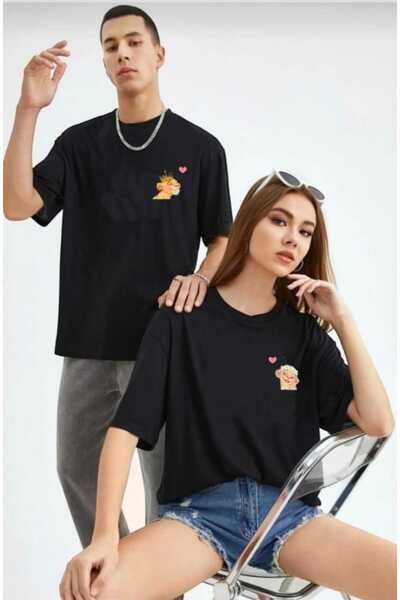 PERISENSE Lover Lion Printed Unisex Oversize T-shirt - Σετ 2 συνδυασμών για ζ...