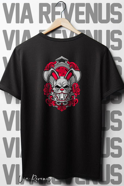 Vordevia Bad Bunny Crna Oversize kroj T-shirt - okrugla kragna, Leđa Štampano