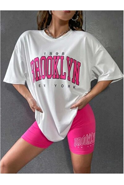 PERISENSE تي شيرت بروكلين 3 مطبوع للجنسين مقاس كبير