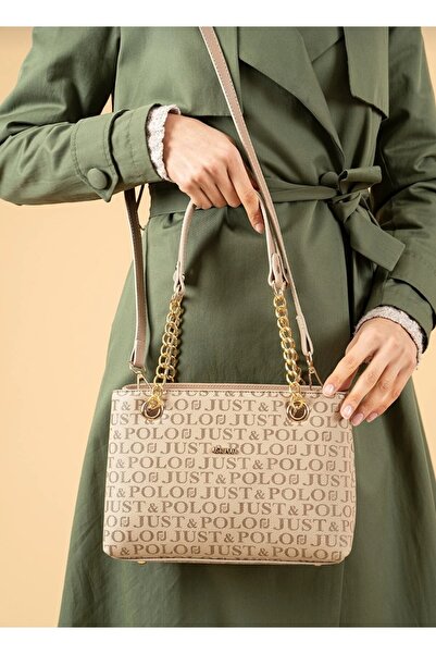 Just Polo حقيبة يد وكتف نسائية ذات 3 أقسام رملية ذات جودة V A