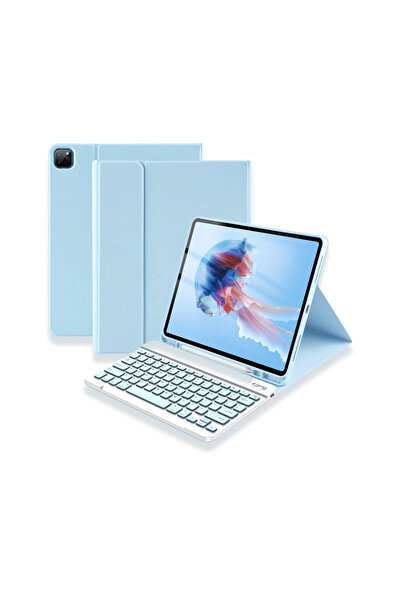 Fuchsia iPad Air 11 inç M2 Çipli 2024 6. Nesil Uyumlu Klavyeli Stand Özellikli Renkli Tablet Kılıfı