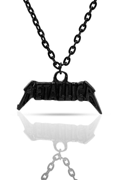 kolbi قلادة ميتاليكا روك باند فان - لون أسود مع سلسلة كلاسيكية