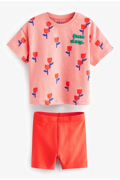 Next Baby Tulip Patterned 100% Cotton Short Sleeve Shorts Set