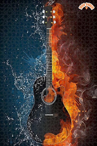 Teona Ahşap Ateş Ve Su İle Birleşen Gitar Çift Katlı Çerçeveli Asılabilir Ahş...